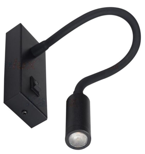 Applique flessibile da lettura nera 3,3W luce calda 3000K 220-240Vac 145 lm 30°