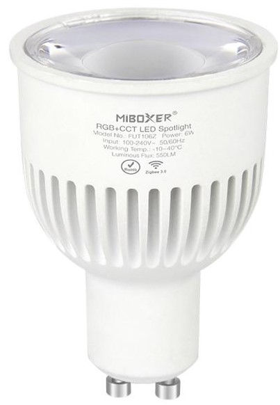 Lampada LED GU10 6W zigbee RGB+CCT 100-240Vac 550 lm CRI>80 30°