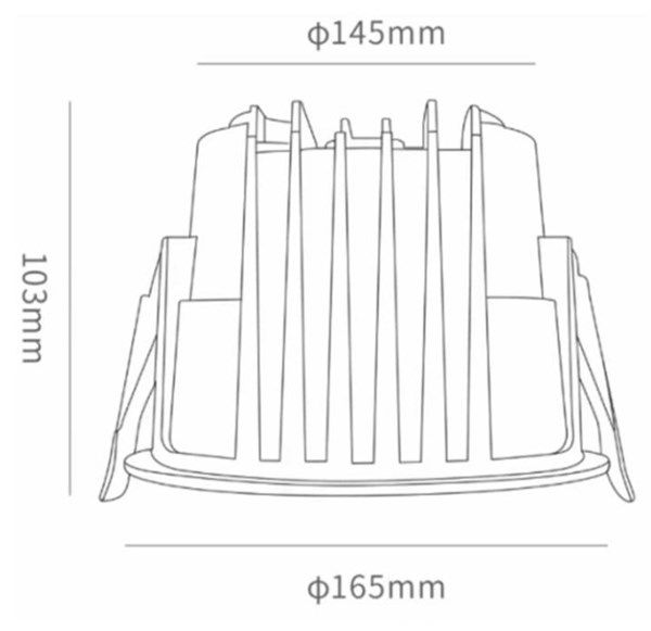 Faretto downlight incasso LED COB 36W IP44 luce calda 3000K 220-240Vac 3950 lm