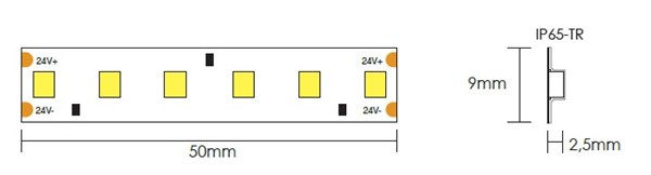 Miniatura: Strip Led 2835 Samsung Ip65-Tr 14,4W/Mt 24V 3000K