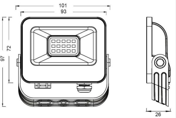Proiettore LED Osram slim nero 10W IP65 luce fredda 5700K 220-240Vac 120° 1100