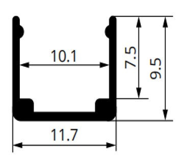 Profilo in alluminio per flex neon 1010 convex