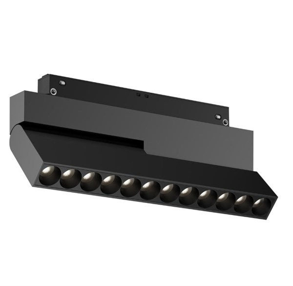 Faretto downlight binario orientabile nero 48V 12x1W dimmerabile luce calda