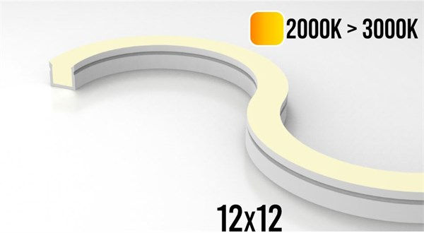 LED flex neon 1212 flat IP67 side view CCT variabile 2000K>3000K 15W/m 24V 1050