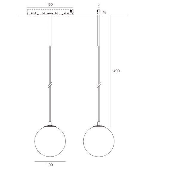 Faretto sfera sospeso moon binario nero 48V LED COB 5W luce calda 3000K 180°