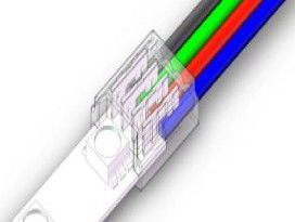 Connettore trasparente per strip LED SMD RGB IP20 da 10mm con cavo l.15cm 22awg