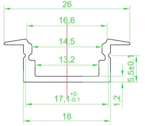 Profilo in alluminio da incasso con cover opaca 75%