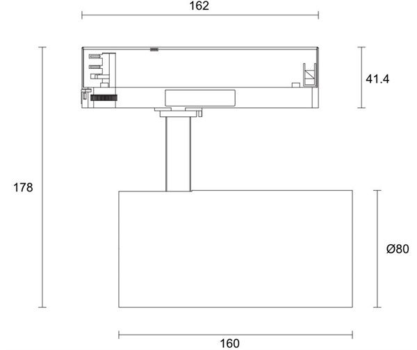 Faretto binario trifase bianco LED COB Bridgelux 35W luce calda 3000K