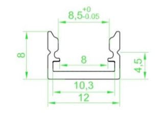 Profilo in alluminio nero mini da appoggio basso con cover opaca 12x8x3000mm
