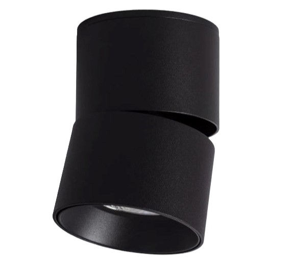 Faretto cilindro nero da superficie orientabile LED COB IP20 7W 220-240V luce