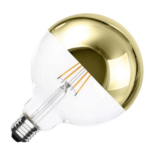 Lampada LED E27 g125 8W con rivestimento riflettente gold