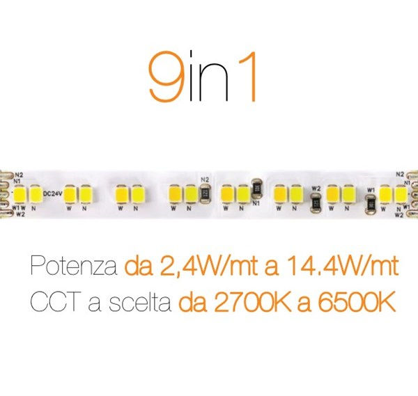 Strip LED flex 140led/m 2835 IP20 multi CCT 2700K-6500K multi power 14,w/m 24V