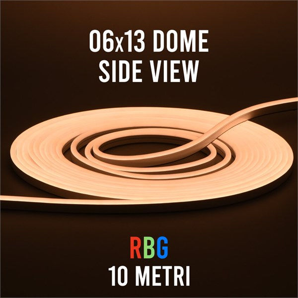 LED flex neon 0613 dome IP65 (estruso) side view RGB 15W/m 225 lm/m 24V 06x13mm