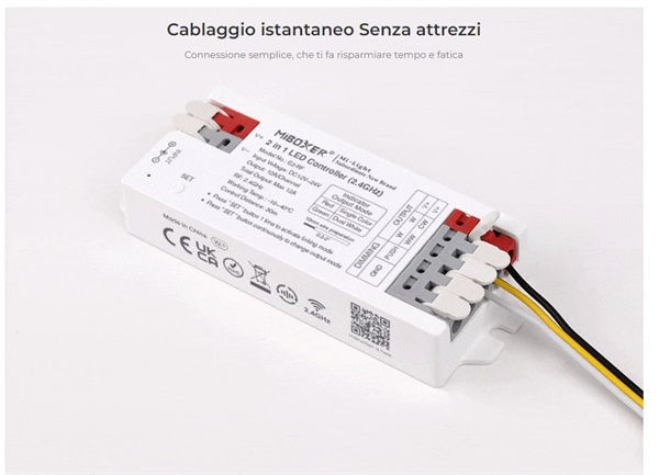 Miniatura: Ricevitore Dimmer Nano 2In1 Innesto Rapido 1Ch/2Ch Mono+Cct Variabile Push / Rf 