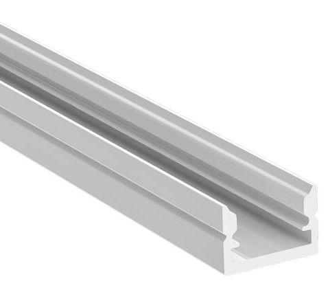 Profilo in alluminio mini da appoggio basso bianco con cover opaca 12x8x2000mm
