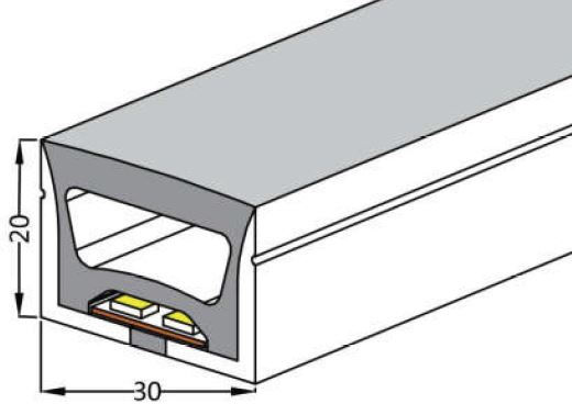 LED flex neon 3020 flat IP67 top view 4000K 19,2W/m 24V 1400 lm/m CRI>82