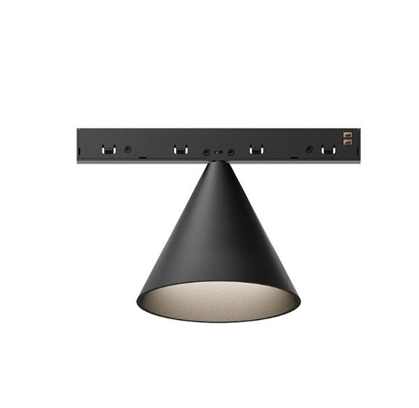 Faretto cono kone binario nero 48V LED COB 10W luce calda 3000K 42° 1340 lm