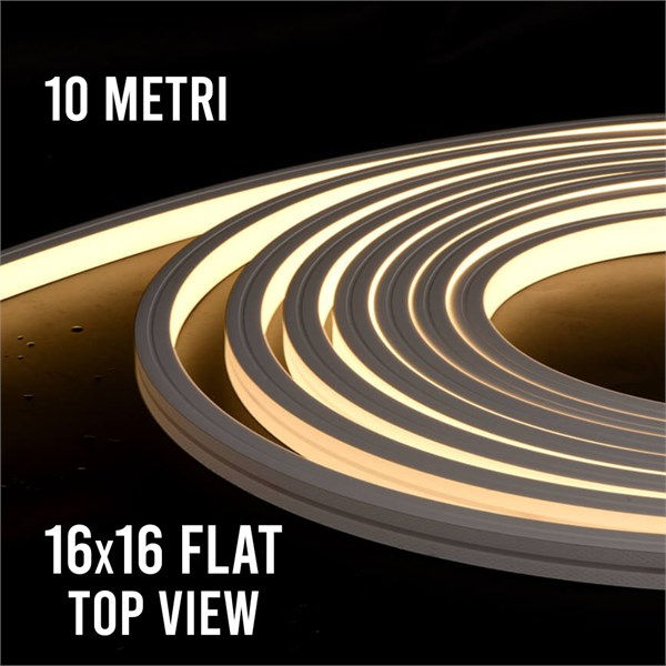 LED flex neon 1616 flat IP65 top view 6000K 15W/m 24V 1245 lm/m 120° CRI>80