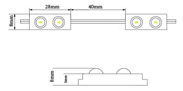 Modulo 2 LED SMD2835 IP67 0,4W 12Vdc 40 lm luce fredda 6000K CRI>85 160°