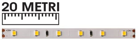 Strip LED flex 60led/m 2835 Samsung IP20 20 m luce calda 3000K 7,2W/m 24V 800