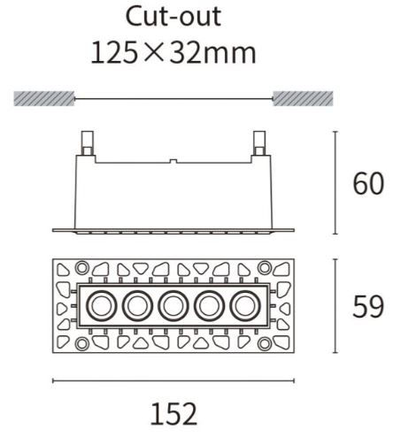 Downlight da incasso cartongesso lineare bianco stuccabile 10W IP20 luce