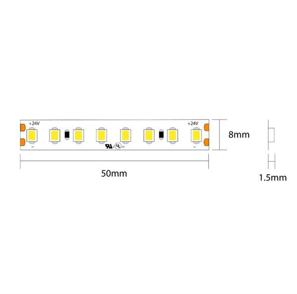 Strip LED flex 160led/m 2835 IP20 luce calda 3000K 12W/m 24V 1800 lm/m (150