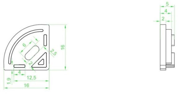 Miniatura: Kit 2 tappi di chiusura nero con foro per profilo angolare 16x16 SI6477XIAA