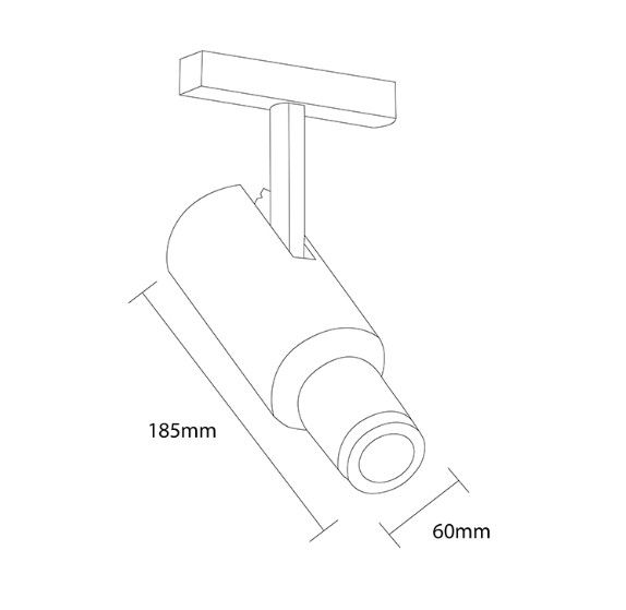 Miniatura: Faretto spot binario nero con sagomatore 48V LED COB 20W luce calda 3000K 1400