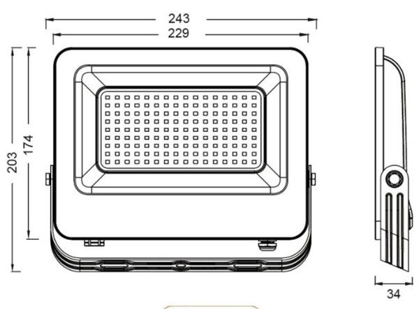 Proiettore LED Osram slim nero 100W IP65 luce naturale 4000K 180-265Vac 120°