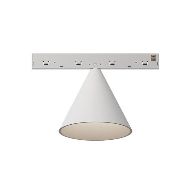 Faretto cono kone binario bianco 48V LED COB 10W luce calda 2700K 42° 1340 lm