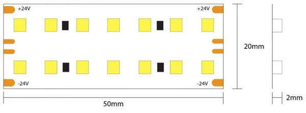 Strip LED flex 280led/m 2835 doppia fila IP20 luce fredda 6000K 32W/m 24V 3400