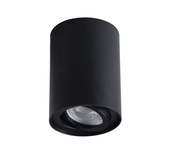 Applique cilindro da soffitto in alluminio nero orientabile IP20