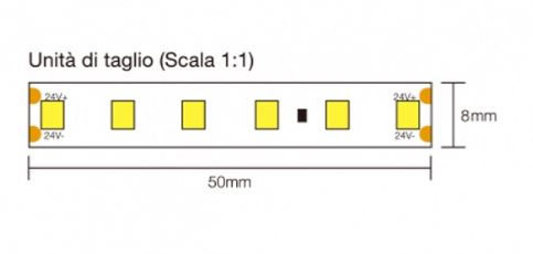 Strip LED flex 140led/m 2835 Samsung IP20 20 m luce calda 2700K 14,4W/m 24V