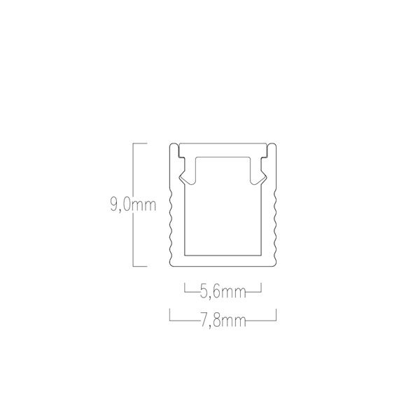 Profilo in alluminio superslim da appoggio con cover opaca 7,8x9x3000mm