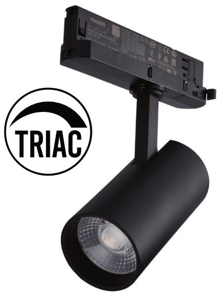 Faretto binario trifase nero LED COB Bridgelux 35W luce naturale 4000K