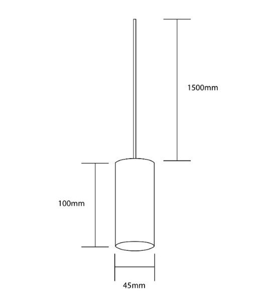 Lampada cilindro corto a sospensione nero binario 48V 7W luce calda 3000K 36°