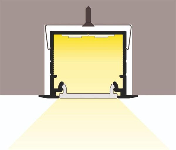 Profilo in alluminio nero da incasso alto con cover "f" opaca 75% 30x20,4x2000mm