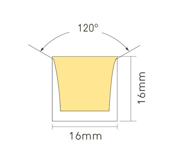 LED flex neon 1616 flat IP67 top view 6000K 15W/m 24V 1245 lm/m 120° CRI>80