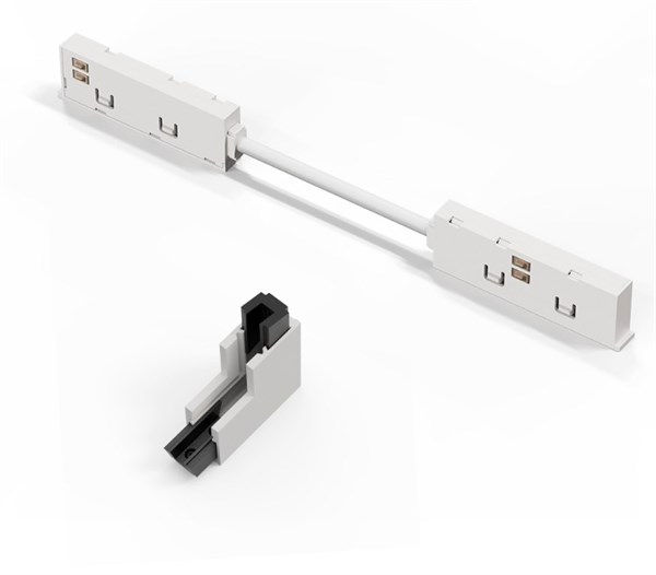 Connettore di giunzione angolare verticale 90° bianco per binario a superficie
