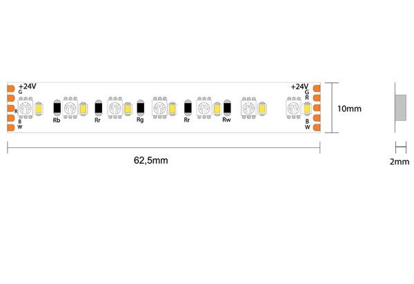 Strip LED flex 224led/m 2216+2835 IP20 rgb+3000K 19,2W/m 24V 1100 lm/m (lm