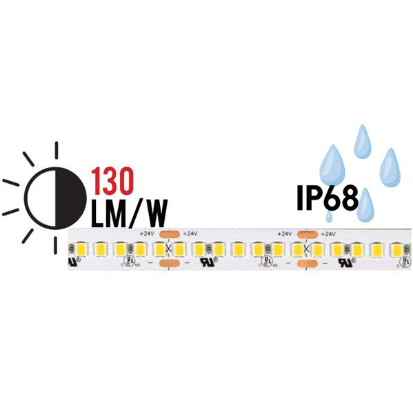 Strip LED flex 210led/m 2835 IP68 luce naturale 4000K 19,2W/m 24V 2500 lm/m
