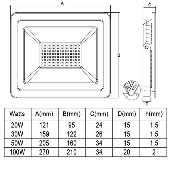 Proiettore LED Osram slim nero 100W IP65 luce naturale 4000K 180-265Vac 120°