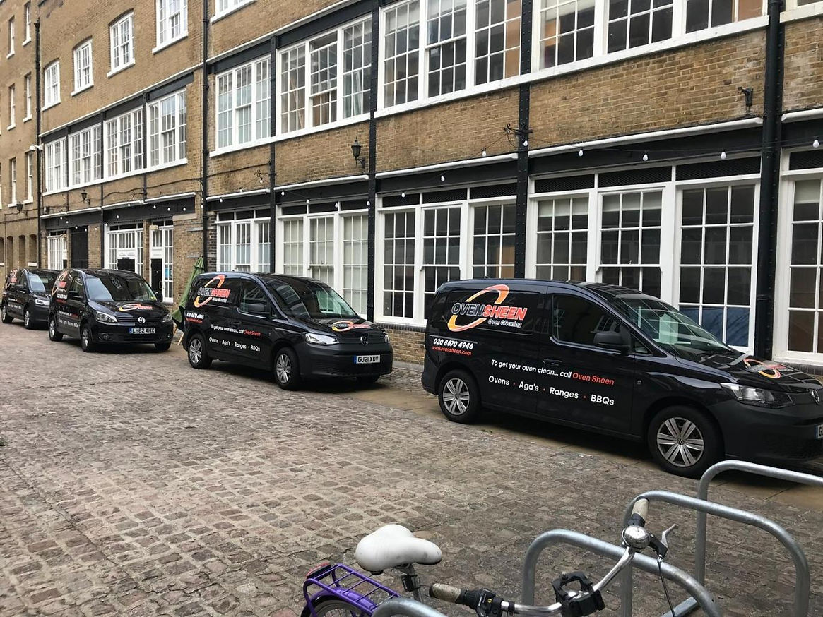 vans lined up outside