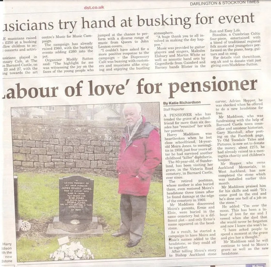 Newspaper clipping, headline "'Labour of love' for pensioner"