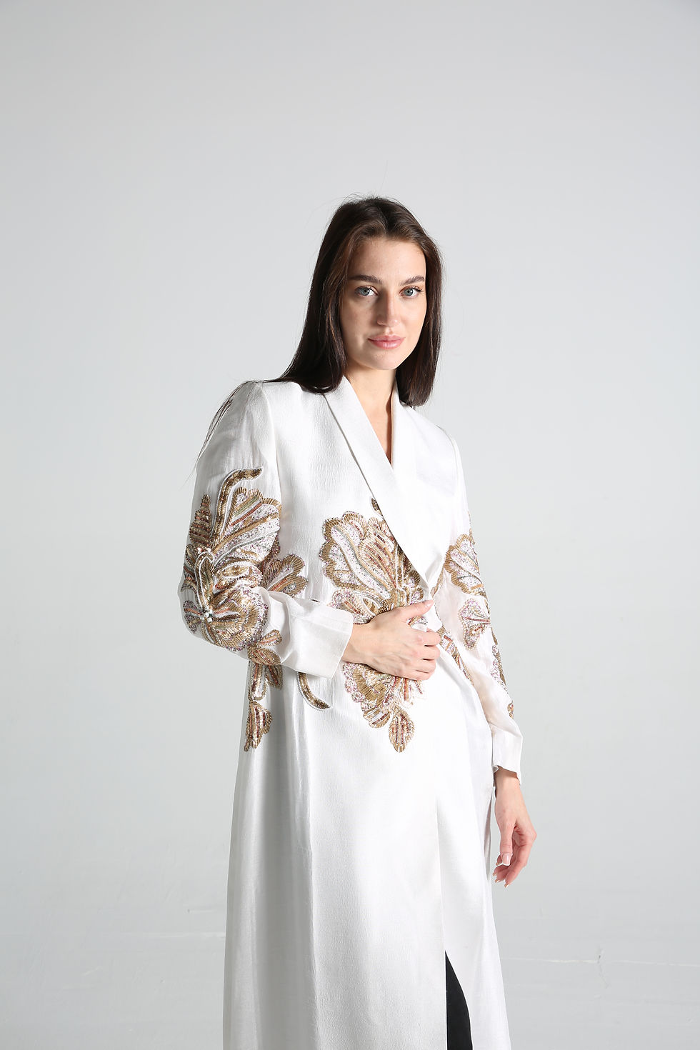 Thumbnail: Hand Beaded Evening Abaya for Special Occasion