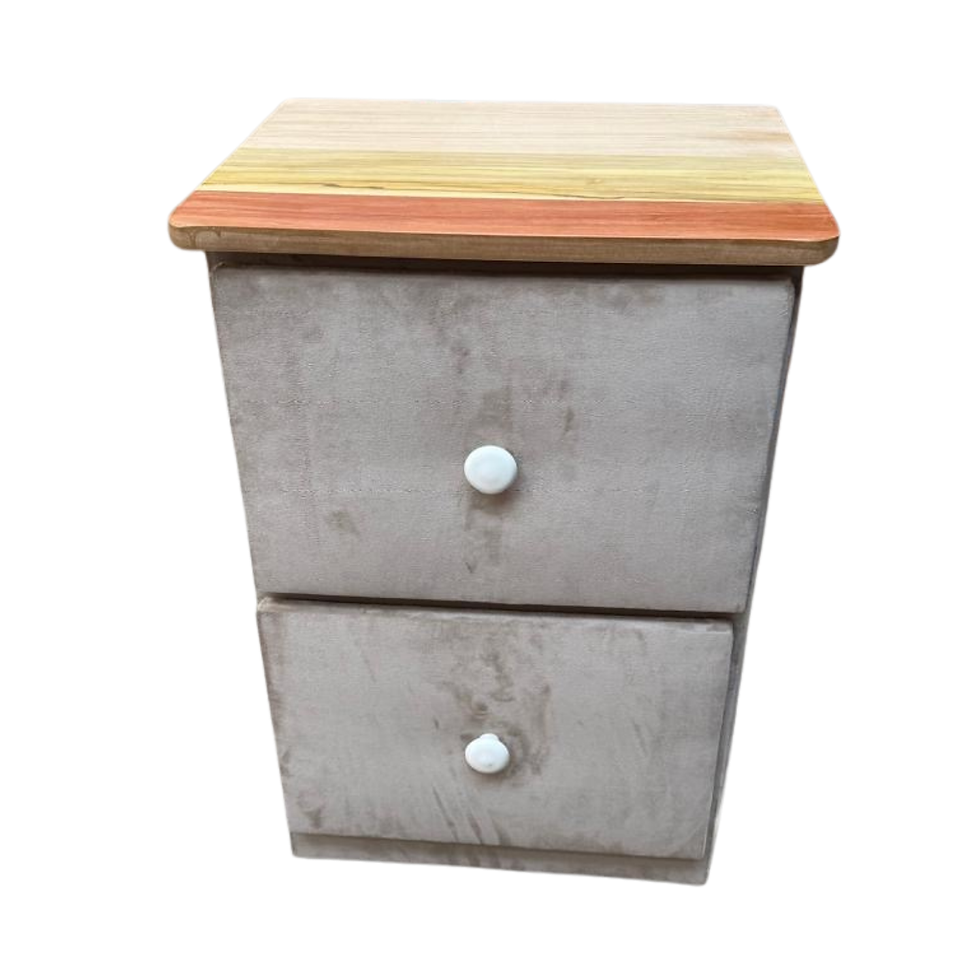 Miniatura: Velador Doble Cajón Beige Felpa 65x40x48 Rimar.