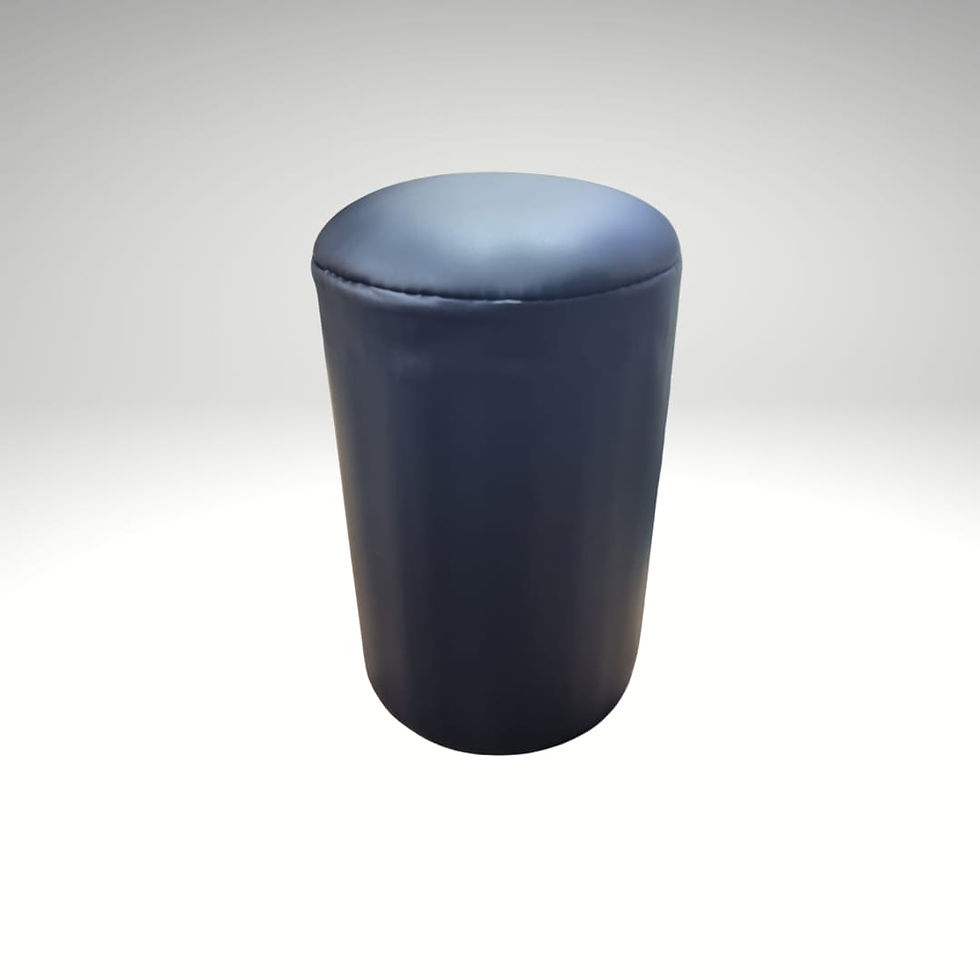 Banqueta Puff Negro Cuero