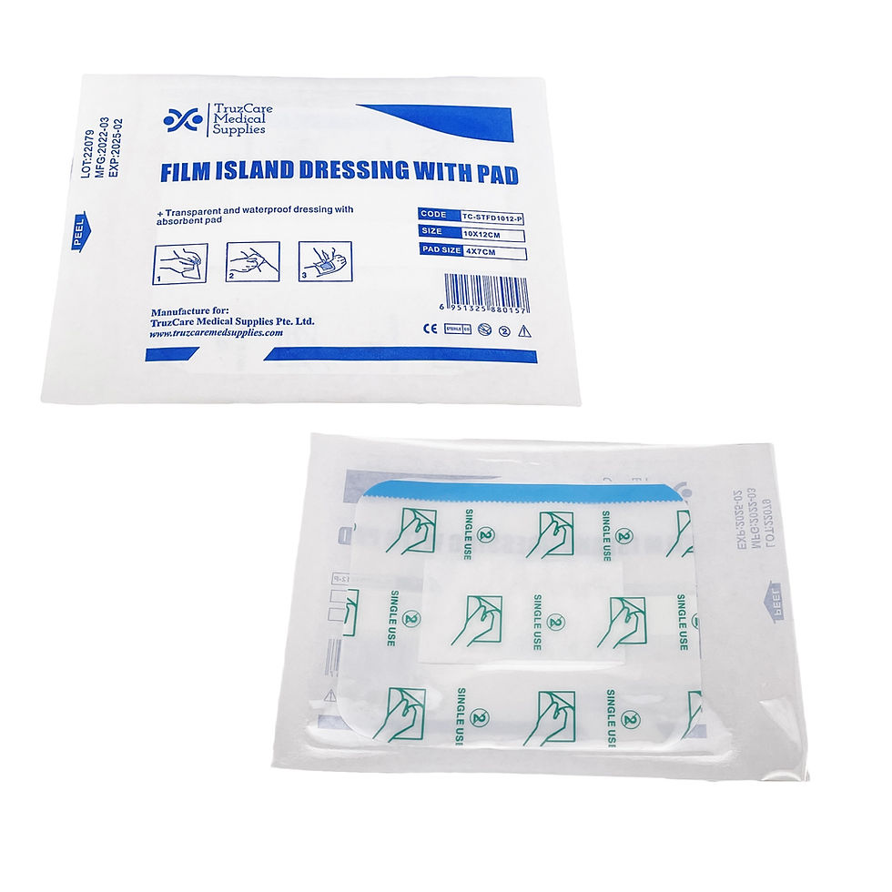 Disposable Sterile Transparent Film Dressing with Pad, 10cm x 12cm, 50s.