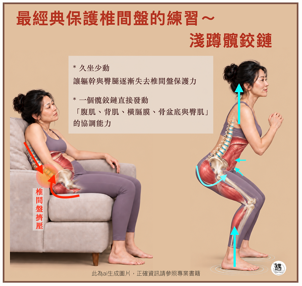 最經典保護椎間盤的練習~淺蹲髖鉸鏈