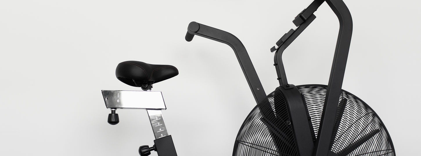 Rogue Echobike Ergometer auf der Trainingsfläche einer Physiotherapiepraxis.